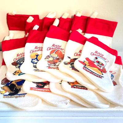 LOT 245: Vintage Merry Christmas NFL Teams Stocking Collection (21)