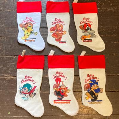 LOT 245: Vintage Merry Christmas NFL Teams Stocking Collection (21)