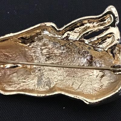 Enamel Dog With Pearl Vintage