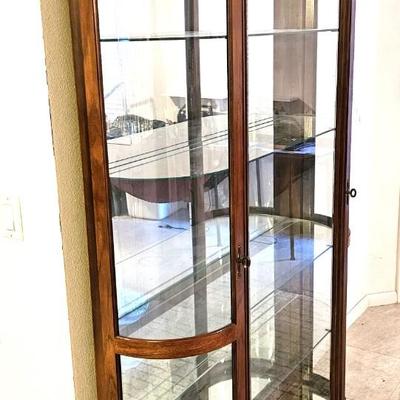 Vintage China Cabinet with Curved Glass