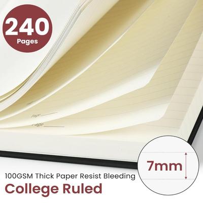 Black "notes" 240 Page Lined Journal Notebook 7.1" x 10" - Thick College Ruled Journal for Writing, Hardcover...
