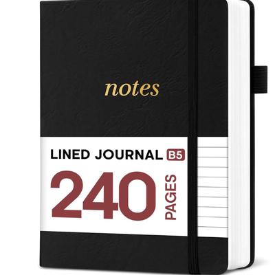 Black "notes" 240 Page Lined Journal Notebook 7.1" x 10" - Thick College Ruled Journal for Writing, Hardcover...