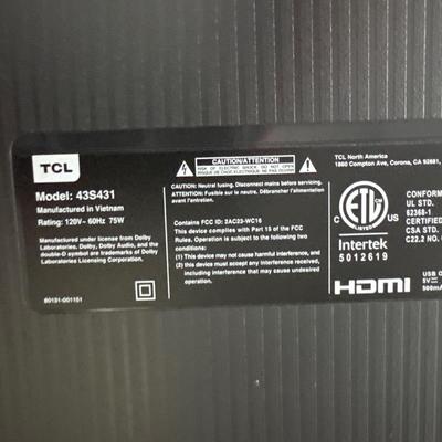 43” TCL Smart TV with Roku remote