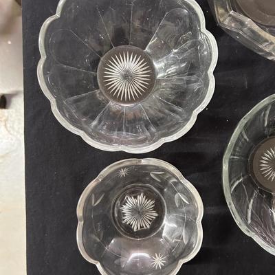 4 glass serving bowls, unmarked