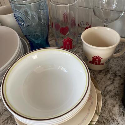 Sale Photo Thumbnail #130: Corelle ware and plastic dishes