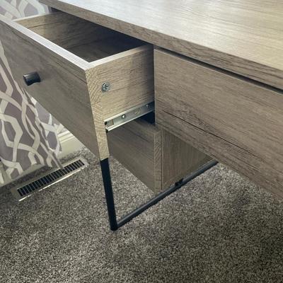 Coaster office desk with drawers and black metal legs