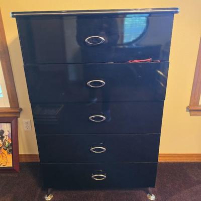 Black Lacquer chest of drawers