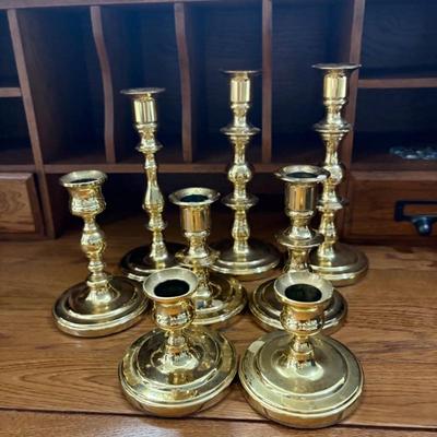 Sale Photo Thumbnail #41: Vintage Forged in Baldwin Brass Candlesticks - comes exactly as shown in the pics. Lots of various heights and shapes.  So beautiful!  Total of 8 candlesticks included in this lot! Wow!!