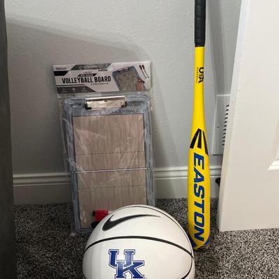 Volleyball board with bat and Univ Kentucky basketball