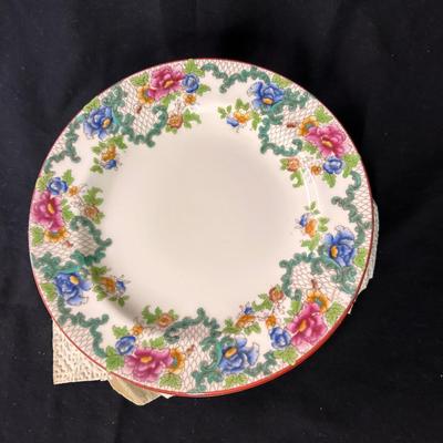 12 Cauldon England # 9614 Bone China Tea/Salad/Lunch Plate Floradora Style