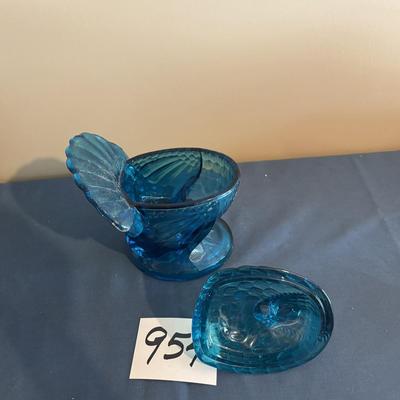 Vintage Glass Turkey Candy Dish