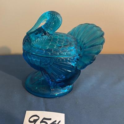 Vintage Glass Turkey Candy Dish