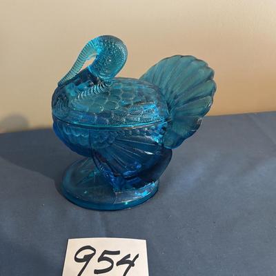 Vintage Glass Turkey Candy Dish