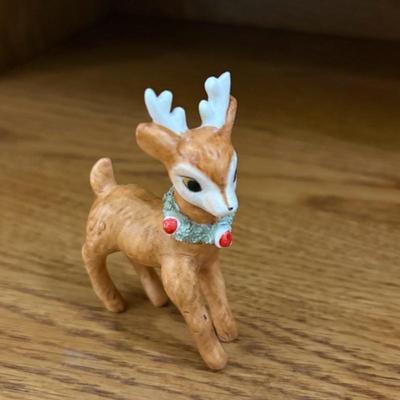 Vintage Enesco Christmas Deer Figurines