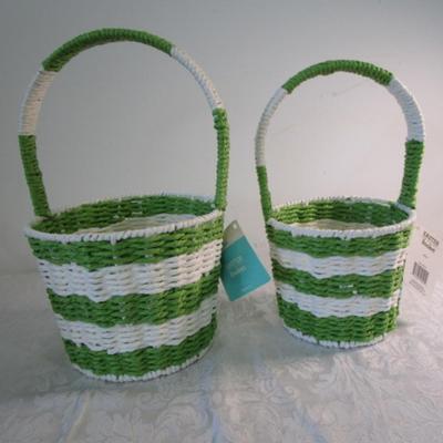 New with tags green & white baskets