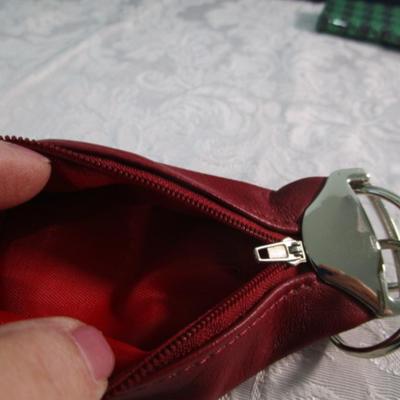 New Canvas briefcase, 2 vintage change purses