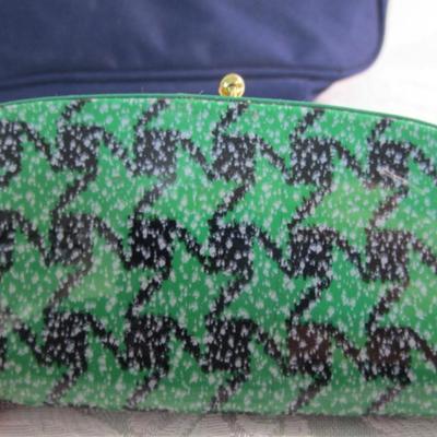 New Canvas briefcase, 2 vintage change purses