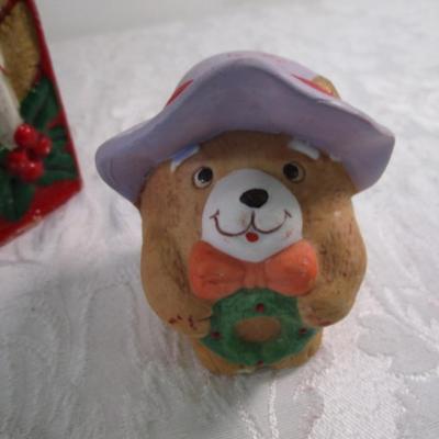 1 bear puppet with chimney, 1 bear in stocking, Misc. Christmas