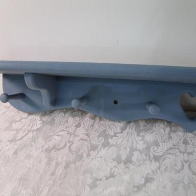 Blue wood coat rack