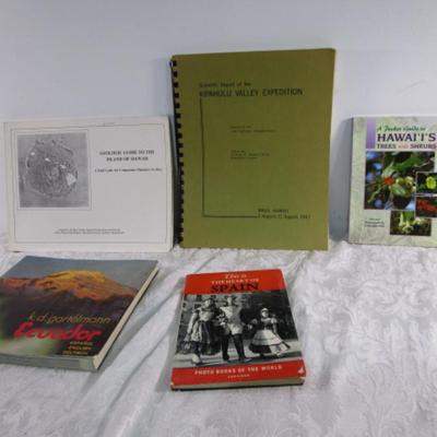 3 books about Hawaii, 1 Spain, 1 Ecuador
