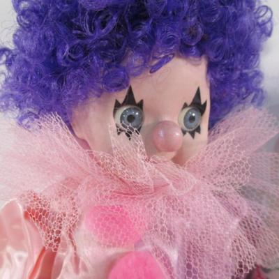 Porcelain clown, stuffed animals, hearts & swan, Eskimo doll