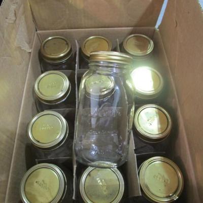 12 regular mouth qt. canning jars