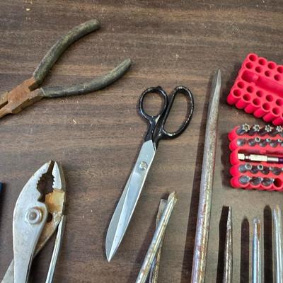 Hand Tool Lot – Screwdrivers, Pliers, Tin Snips, Bits & More