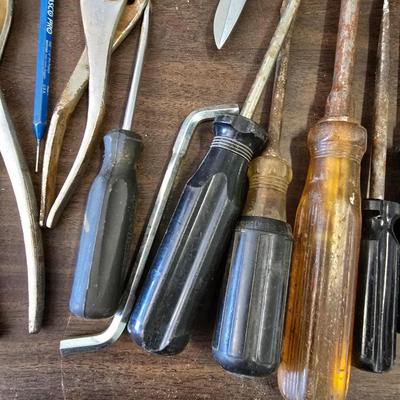 Hand Tool Lot – Screwdrivers, Pliers, Tin Snips, Bits & More