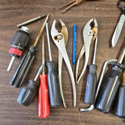 Hand Tool Lot – Screwdrivers, Pliers, Tin Snips, Bits & More