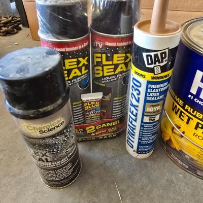 Garage Repair & Sealing Lot – Flex Seal, Metal Sheets, Caulk, Engraver & More