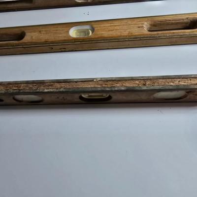 3 Vintage Wooden Levels – 24", 36", and 48"