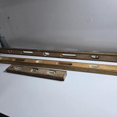 3 Vintage Wooden Levels – 24", 36", and 48"
