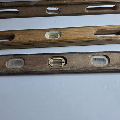 3 Vintage Wooden Levels – 24", 36", and 48"