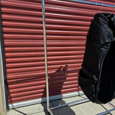 Rolling Chrome Garment Rack with Hanging Storage / Garment Bag
