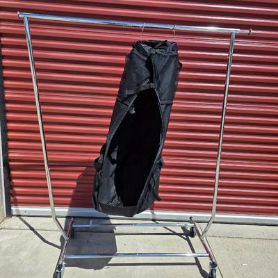 Rolling Chrome Garment Rack with Hanging Storage / Garment Bag