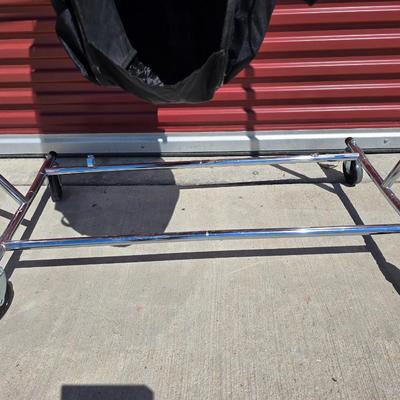 Rolling Chrome Garment Rack with Hanging Storage / Garment Bag