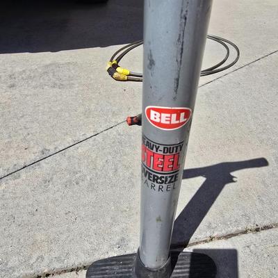 Floor-Style Bicycle Air Pump with two Heavy-Duty Cable Locks