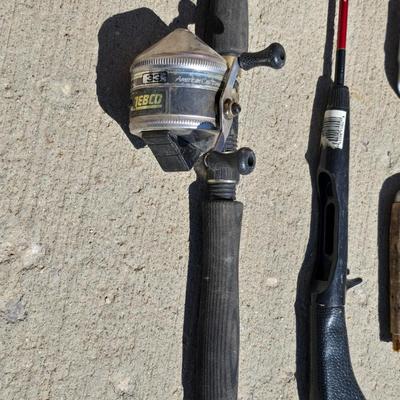 Fishing Rod & Reel Lot – Zebco 33, Red 007 Combo, & Vintage Cork Rod
