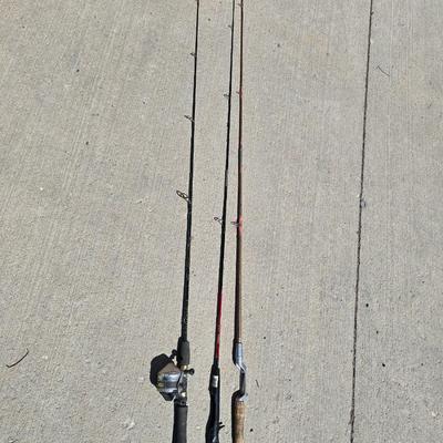 Fishing Rod & Reel Lot – Zebco 33, Red 007 Combo, & Vintage Cork Rod