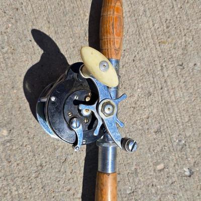 3 Vintage Fishing Rods with Reels + Wire Fish Basket