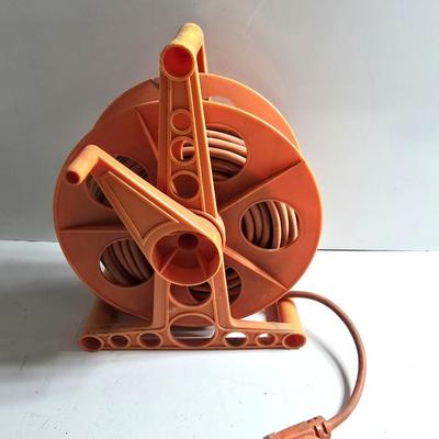 Orange Extension Cord Reel – Hand Crank with Built-In Cord