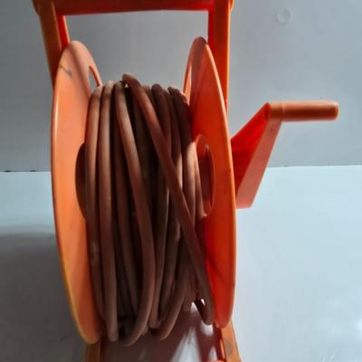 Orange Extension Cord Reel – Hand Crank with Built-In Cord