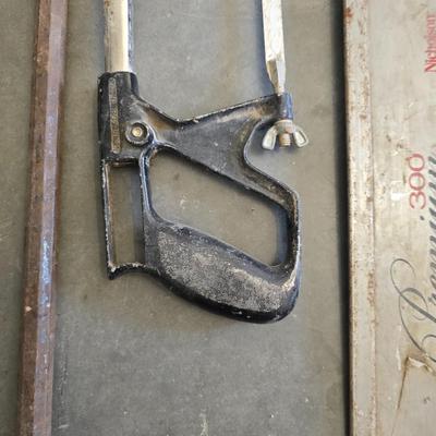 Vintage Hand Tool Trio – Crowbar, Hacksaw & Back Saw