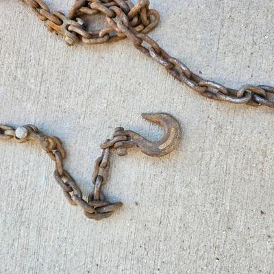 Heavy-Duty Tow Chain with Multiple Hooks and smaller chain sections