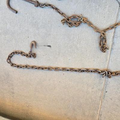 Heavy-Duty Tow Chain with Multiple Hooks and smaller chain sections