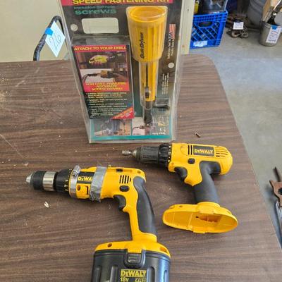 DeWalt 18V Drill Lot with Quik Driver Attachment