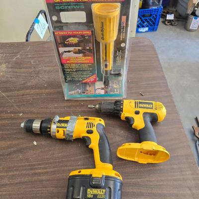 DeWalt 18V Drill Lot with Quik Driver Attachment