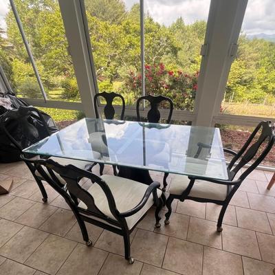 Beveled Glass Top Pedestal Table Plus Chairs ( BSR-RG)