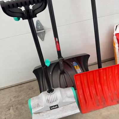 Snow thrower, shovels, ice picker and ice melt