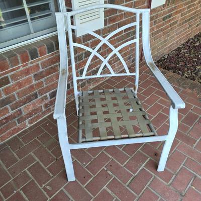 White Metal Outdoor Chairs with cushions
